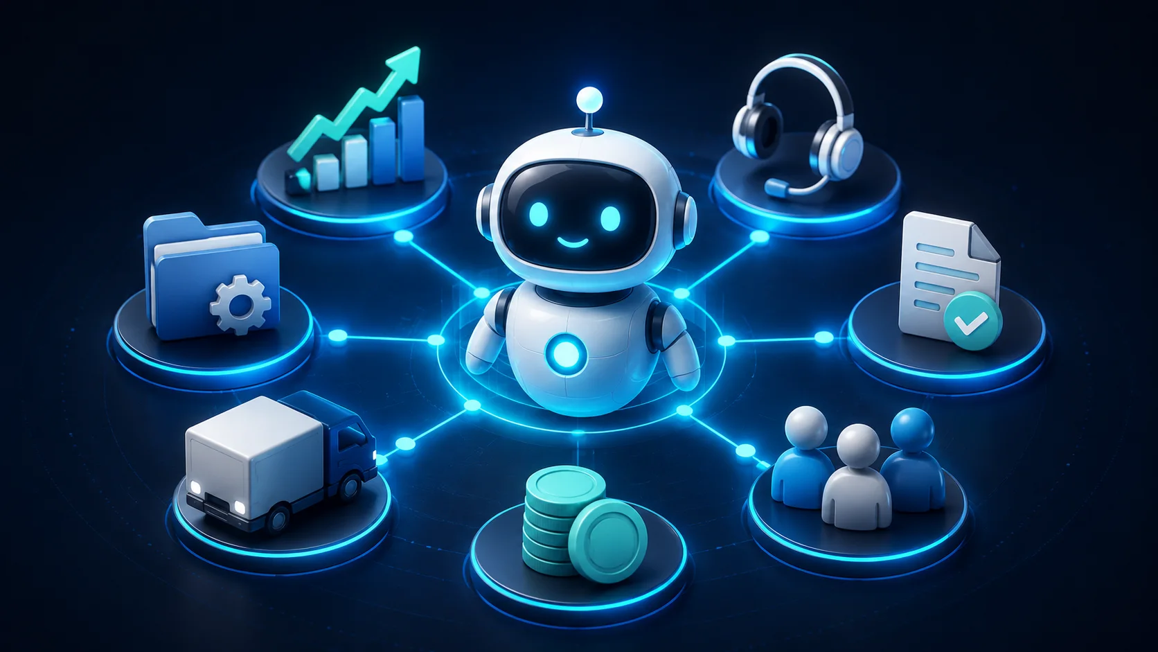 Agent AI łączący 7 działów firmy: sprzedaż, obsługę klienta, dokumenty, HR, finanse, logistykę i administrację